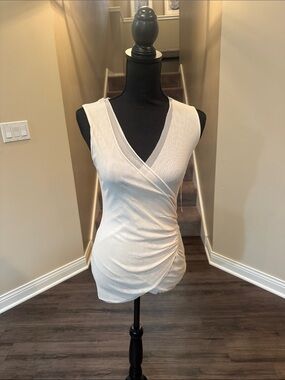 Sweet Pea White Sleeveless Wrap Tank Top
